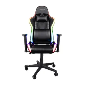Karrige lojërash Trust GXT 716 Rizza, me ndriçim RGB, deri 150kg, e zezë