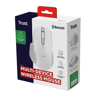 Maus Trust Ozaa+, RF Wireless + Bluetooth, 3200 DPI, i bardhë - 2
