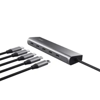 Qendër USB-C Halyx, 5 porte, 100W PD, e argjendtë