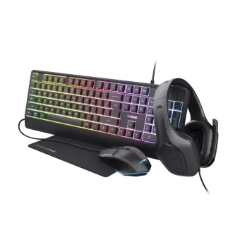 Set tastierë, maus, kufje dhe mauspad Gaming Trust GXT 792 Quadrox 4-në-1, i zi