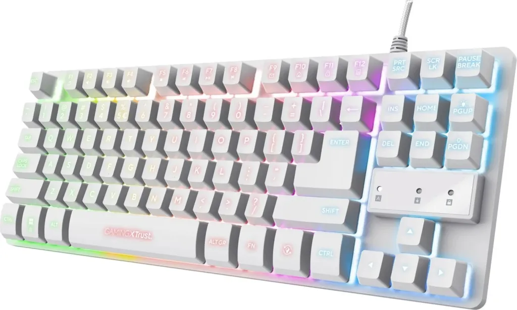 Tastierë gaming Trust GXT 833W Thado, USB, QWERTY, Anglisht, e bardhë - 2