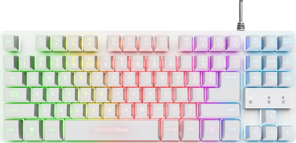 Tastierë gaming Trust GXT 833W Thado, USB, QWERTY, Anglisht, e bardhë - 3