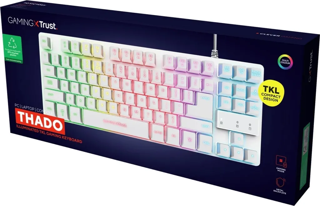 Tastierë gaming Trust GXT 833W Thado, USB, QWERTY, Anglisht, e bardhë - 8