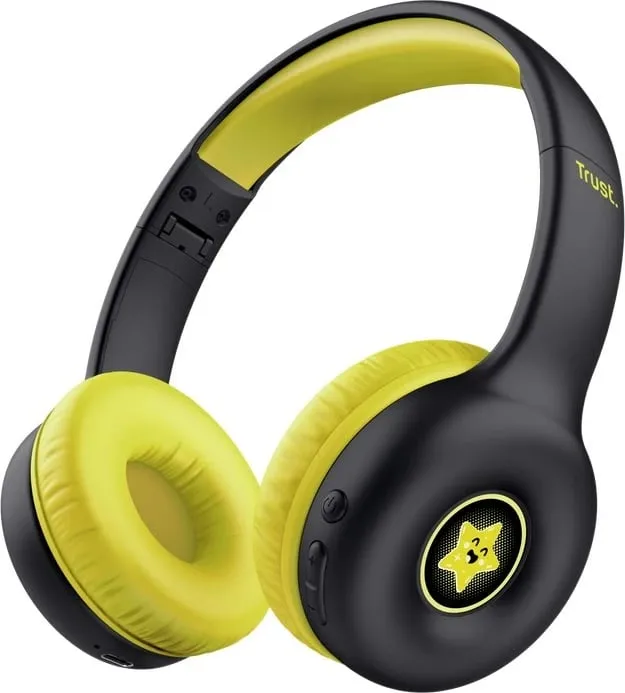Kufje Trust Nouna, me Bluetooth & USB Type-C, për thirrje/muzikë, e zezë/verdhe - 1