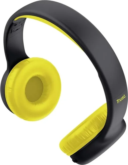 Kufje Trust Nouna, me Bluetooth & USB Type-C, për thirrje/muzikë, e zezë/verdhe - 2