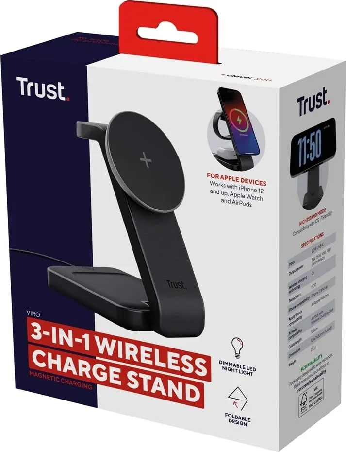 Karikues wireless Trust Viro, për kufje, celular, smartwatch, i zi - 7