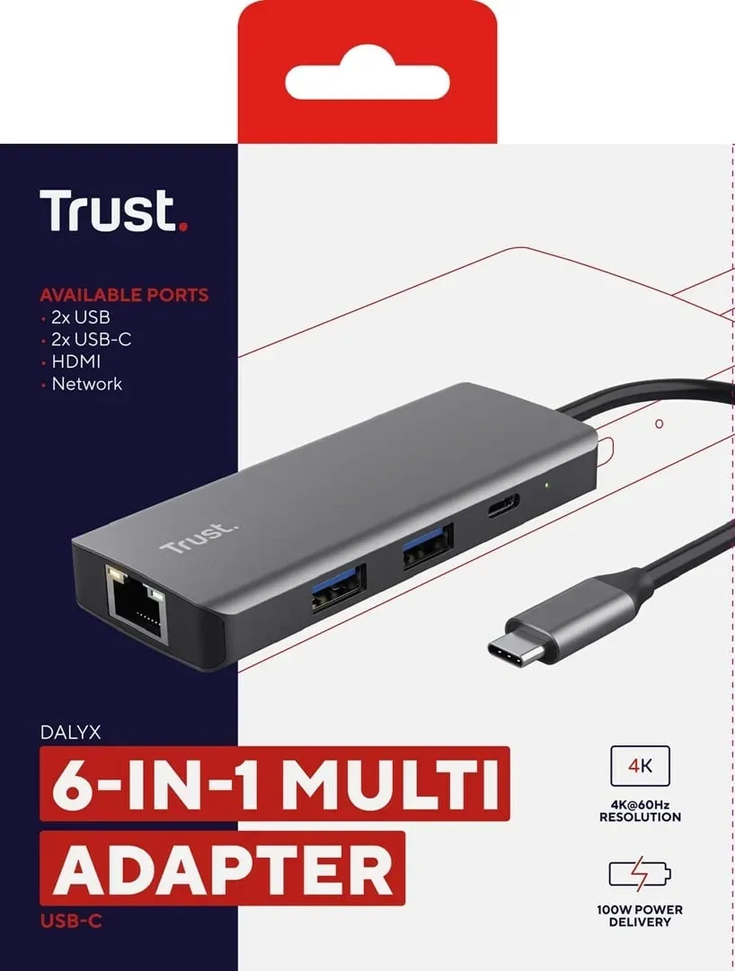 Adapter USB Type-C Trust Dalyx, 1000 Mbit/s, Argjendtë - 6