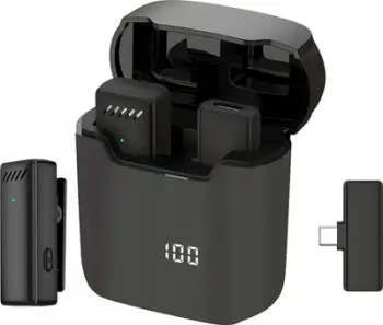 Mikrofon pa tela OEM S11, lavalier Type C, me kuti karikimi, i zi