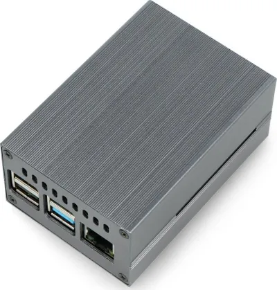 Kuti alumini OEM për Raspberry Pi 4B, me ventilator, gri - 1