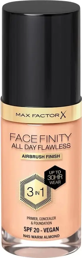 Fondatinë për femra Max Factor Facefinity All Day Flawless 3-in-1 N45 Warm Almond 30ml