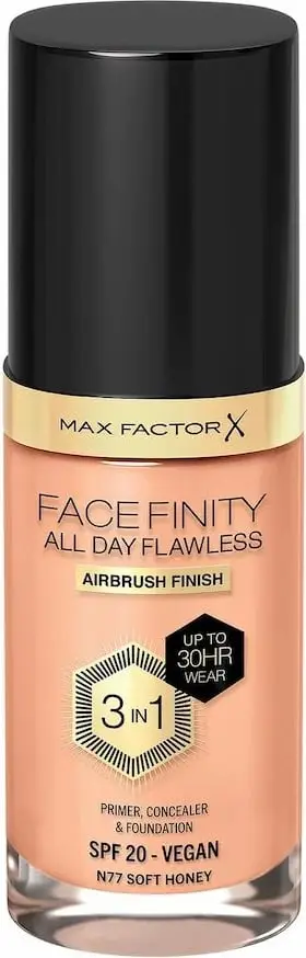 Fondatinë për femra Max Factor Facefinity All Day Flawless 3-in-1 N77 Soft Honey, 30ml