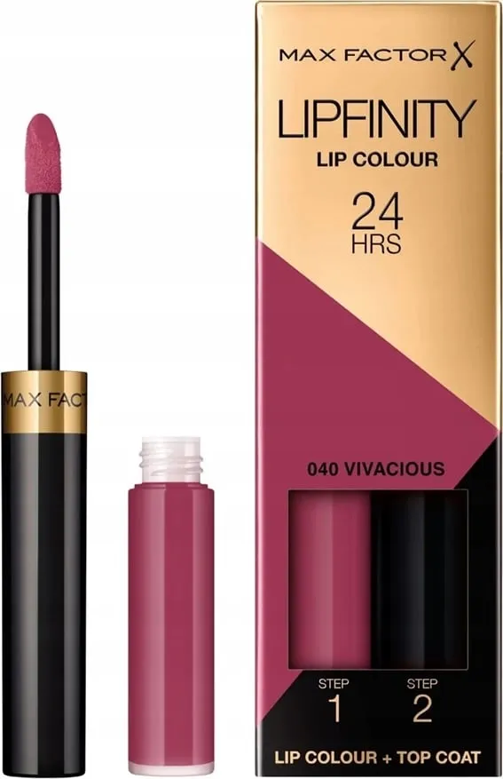 Buzëkuq Max Factor Lipfinity Lip Colour Dual-Phase Liquid Lipstick për femra 4g 040 Vivacious - 1