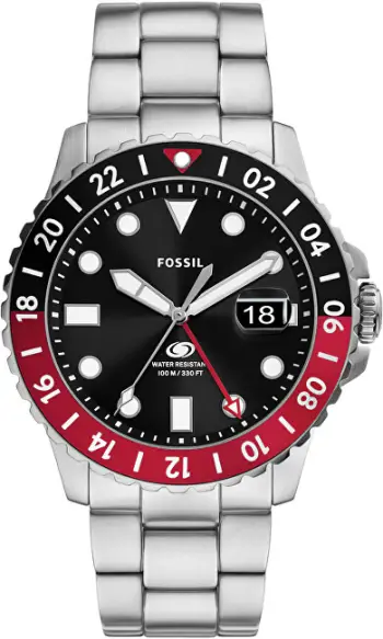 Orë dore për meshkuj Fossil Blue GMT FS6092, e argjendtë