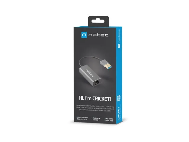 Kartë rrjeti Natec Cricket, USB-A, 1GB/s, e hirtë - 2