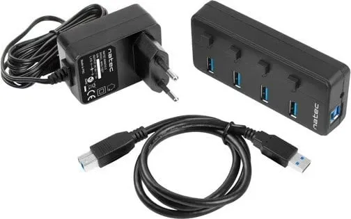 USB Hub Natec Mantis 2, 4 porte USB 3.0, e zezë - 1