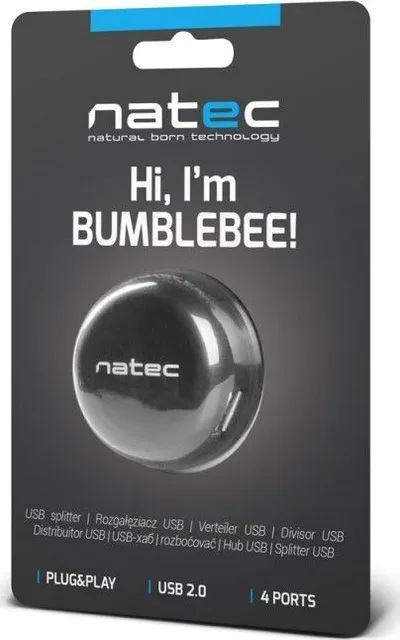 USB Hub Natec Bumblebee, 4 porte, USB 2.0, e zezë - 3