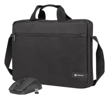 Çantë për laptop Natec WALLAROO 2, 15.6", e zezë + maus Natec