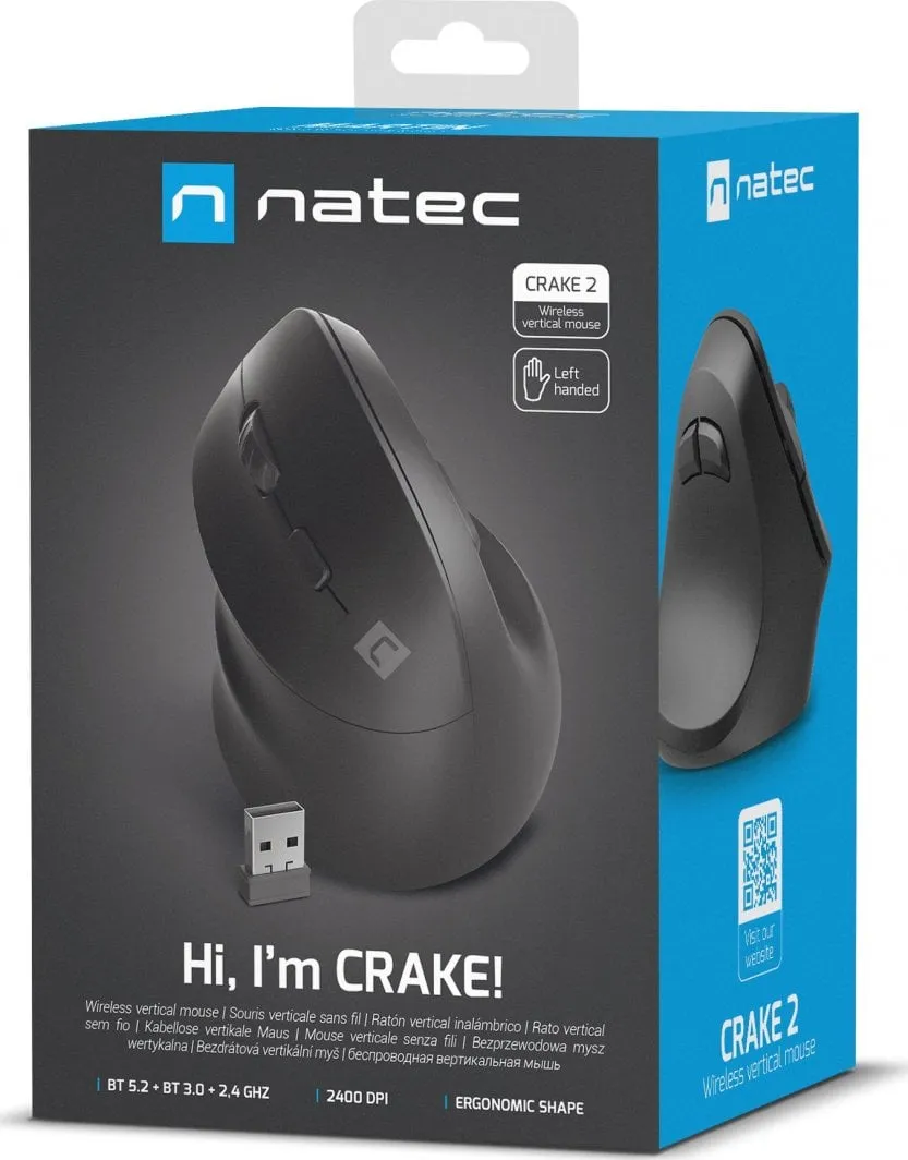 Maus Natec CRAKE, për majtakë, wireless, Bluetooth, USB, i zi - 10