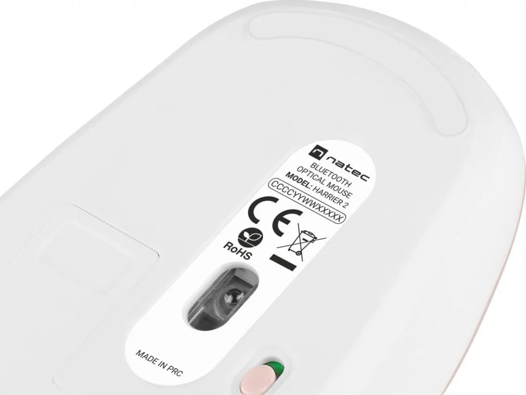 Maus Natec Harrier, wireless, Bluetooth, i bardhë dhe rozë - 5