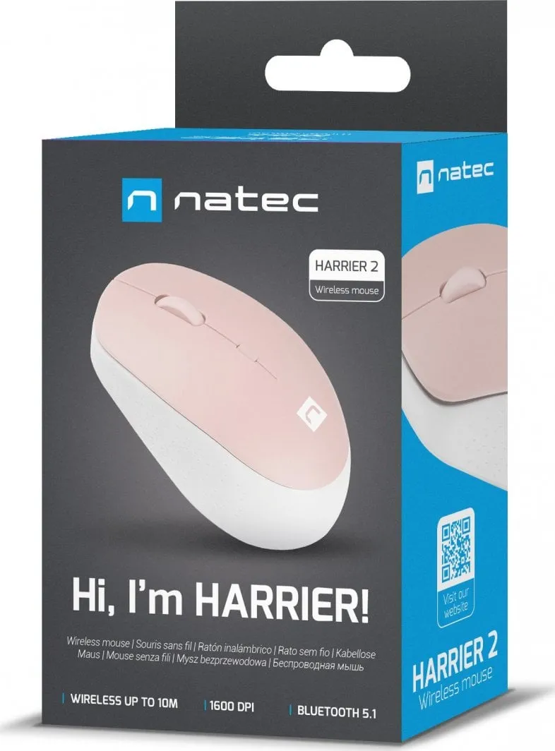 Maus Natec Harrier, wireless, Bluetooth, i bardhë dhe rozë - 8