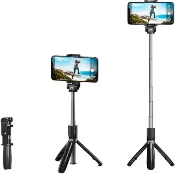 Shkop për selfie Natec WIRELESS TRIPOD ALVITO BT 4.0, i zi