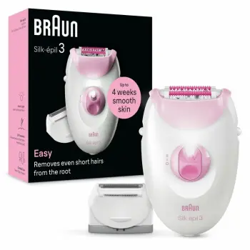 Epilator Braun Silk-épil 3 3-031, 20 pinceta, dritë, trimmer, rozë/bardhë