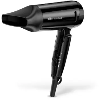 Tharëse flokësh Braun Satin Hair 3 Style&amp;Go HD350, 1600W, dorezë e palosshme, e bardhë