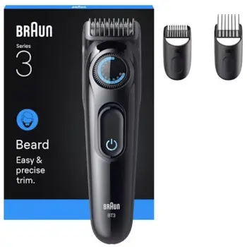 Makinë rroje Braun Series 3 BT3520, 40 nivele, 2 krehra, i zi/blu