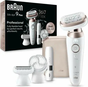 Epilator Braun Silk-épil 9 Flex 9-360 3D, 40 pinceta, MicroGrip, 0.5 mm, i bardhë/rozë