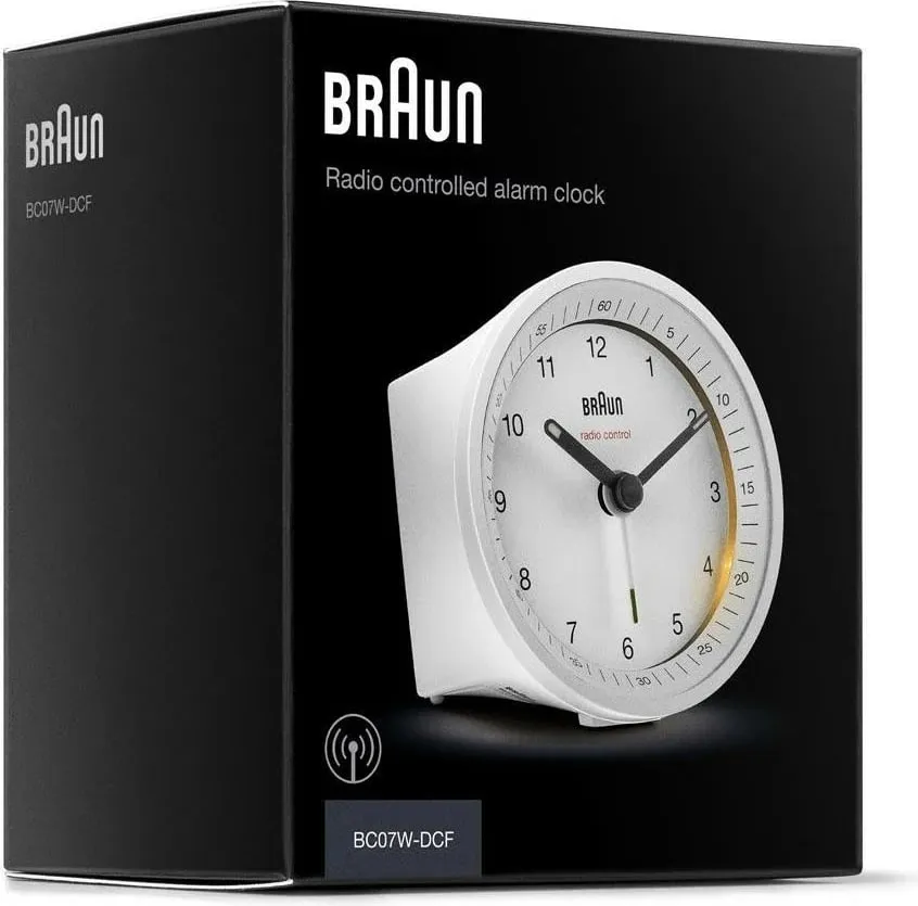 Alarm Braun BC07W-DCF, analog, radio kontroll, bardhë - 5
