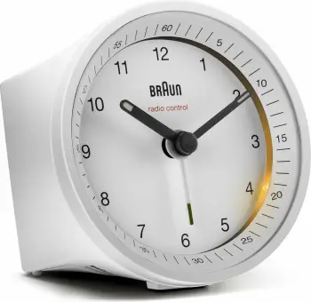 Alarm Braun BC07W-DCF, analog, radio kontroll, bardhë