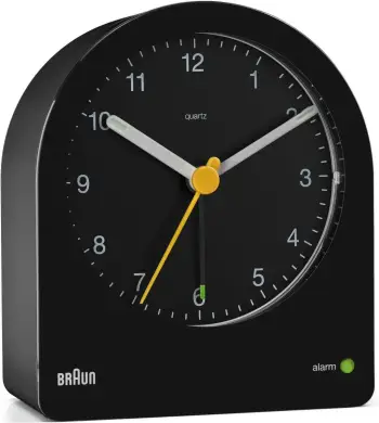 Orë alarmi Braun BC22, analog, kuarc, zezë/verdhe, 12h
