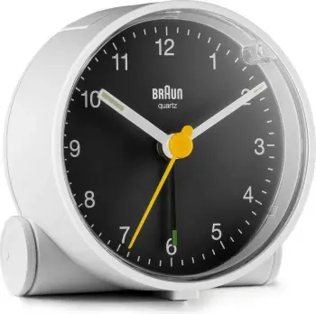 Alarm Braun BC01WB, analog, 12h, zi/bardhë