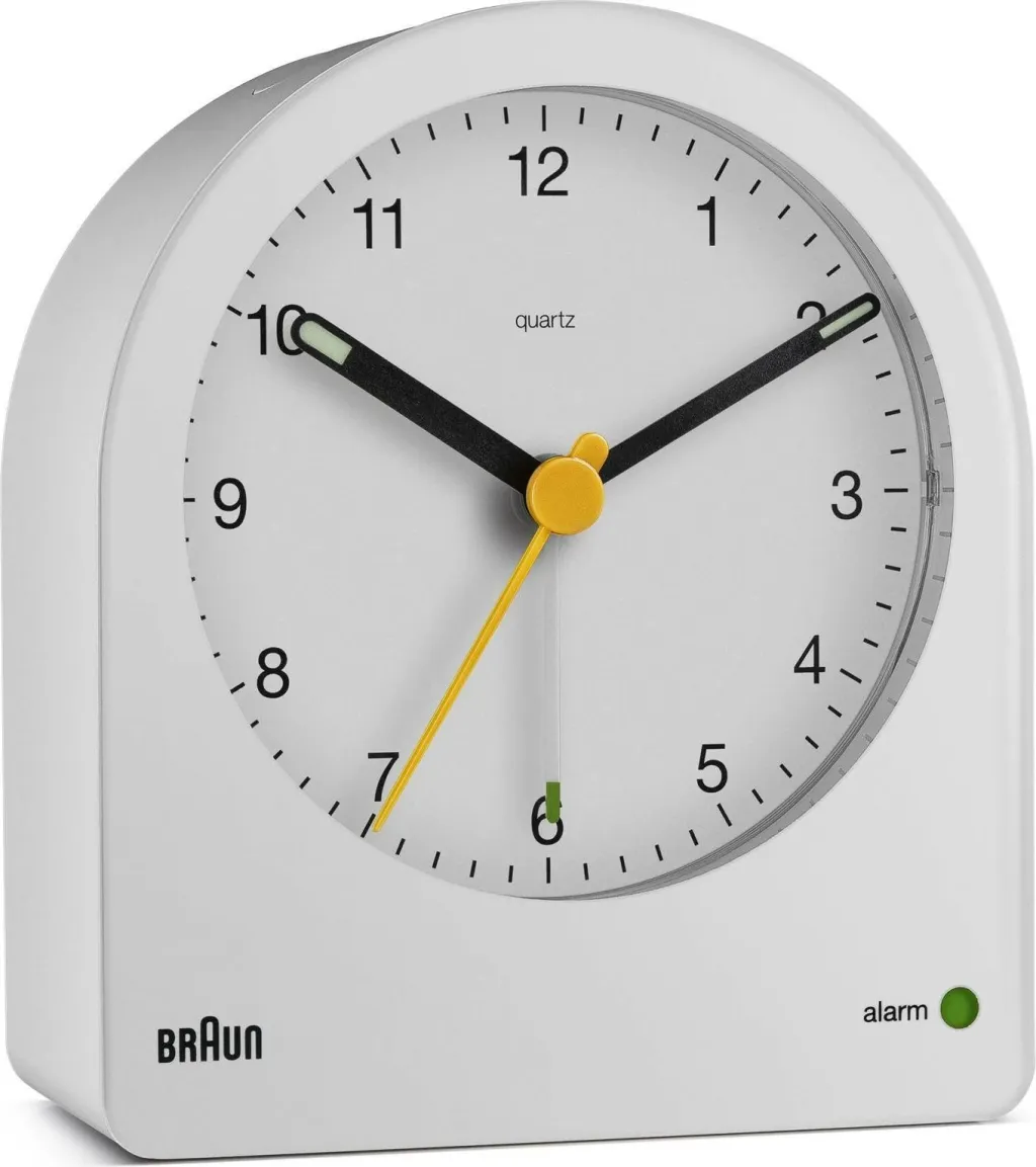 Orë alarmi Braun BC22, quartz, 12h, buzzer, bardhë/verdhe - 1