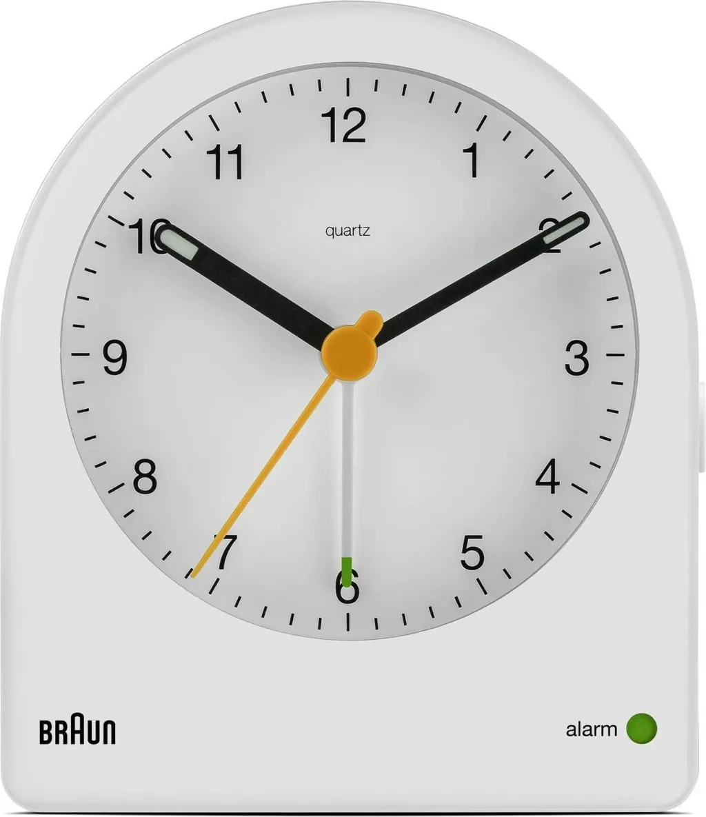 Orë alarmi Braun BC22, quartz, 12h, buzzer, bardhë/verdhe - 2