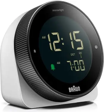 Orë alarmi Braun BC 24 W DCF, LCD, ndriçim i gjelbër/bardhë, zi/bardhë