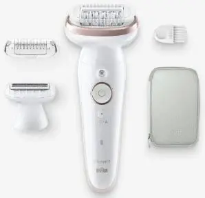 Epilator Braun Silk-épil 9 9-030, 40 pinceta, i bardhë, me koka ndërruese