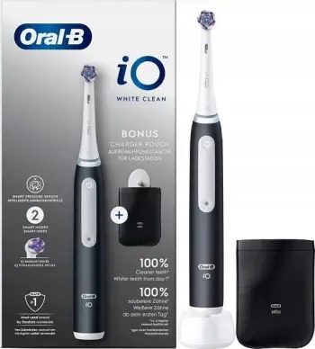 Furçë dhëmbësh elektrike Braun Oral-B iO, me mbështjellës, e bardhë/zezë
