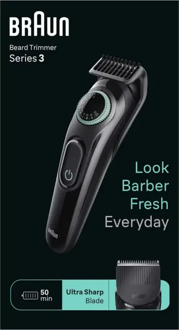 Makinë rroje, Braun, Series 3 Beard Trimmer 80708180, deri 50 min, teh ultra i mprehtë, e zezë