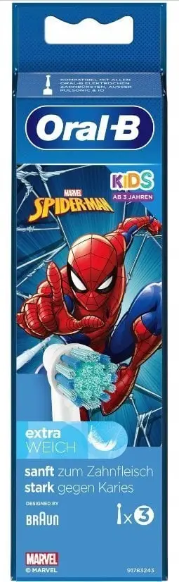 Koka furçe elektrike Oral-B Kids Spiderman, Braun, set 3 copë