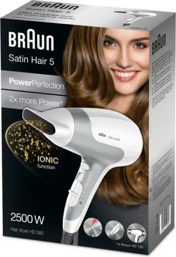 Tharëse flokësh Braun Satin Hair 5 HD580, 2500W, e bardhë