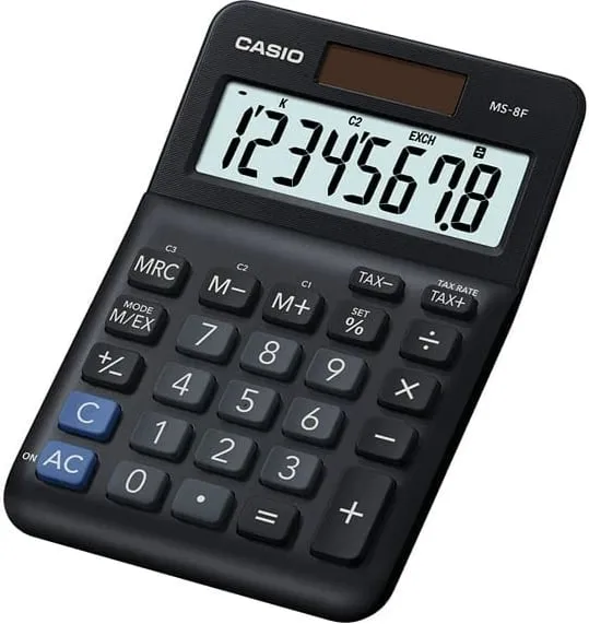 Kalkulator tavoline Casio MS-8F, ekran i madh, 8 shifra, gri - 1