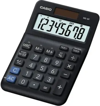 Kalkulator tavoline Casio MS-8F, ekran i madh, 8 shifra, gri