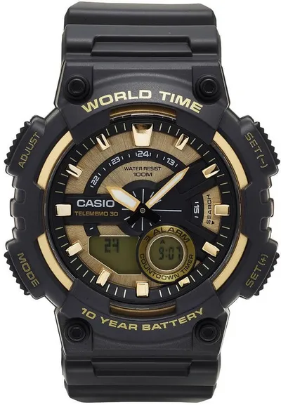 Orë dore Casio AEQ-110BW-9AVDF, quartz, 47mm, e zezë - 1