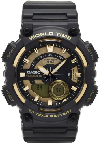 Orë dore Casio AEQ-110BW-9AVDF, quartz, 47mm, e zezë