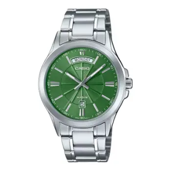 Orë dore Casio MTP-1381D-3AV, e argjendtë/gjelbër