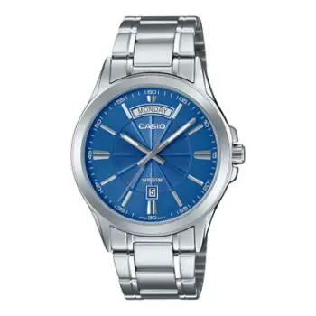 Orë dore Casio MTP-1381D-2AV, e argjendtë/kaltër
