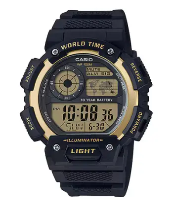 Orë dore Casio AE-1400WH-9AV, e zezë