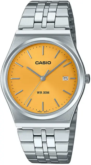 Orë dore Casio MTP-B145D-9AVEF (006), e argjendtë/portokalli