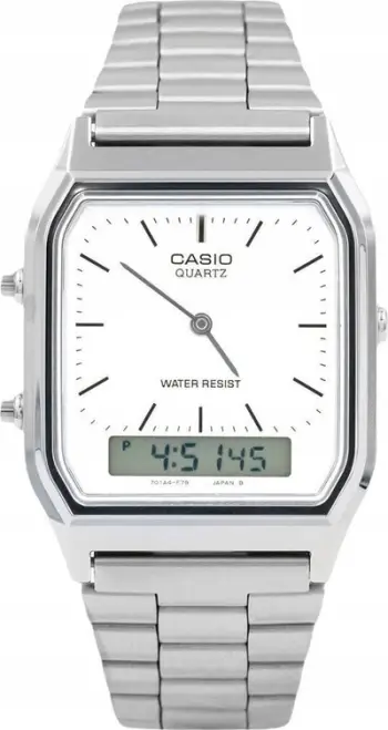 Ora dore Casio AQ-230A-7DMQYES, analoge dhe digjitale, për meshkuj, argjendi